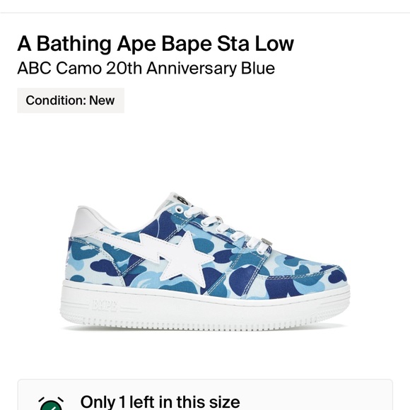 A Bathing Ape Bape Sta Low, ABC Camo 20th Anniversary Blue - Picture 8 of 8